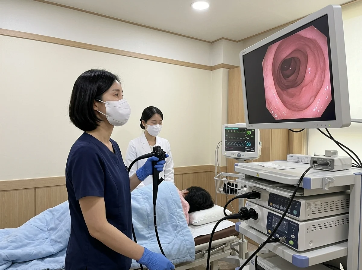 강혜원 대표원장(소화기내시경 세부전문의)이 수면 대장내시경을 시행하는 장면